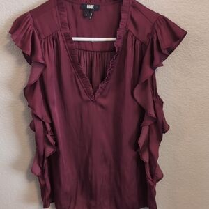 Paige Burgundy Ruffle Sleeve Top